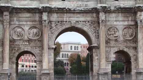 beautiful decorated facade of the arch of constantine, rome, italy