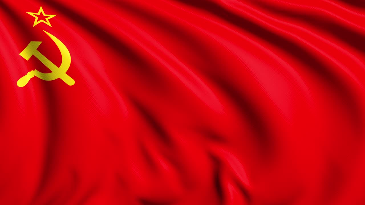 bandera de la unión soviética con estructura de tela en el viento (loopable)