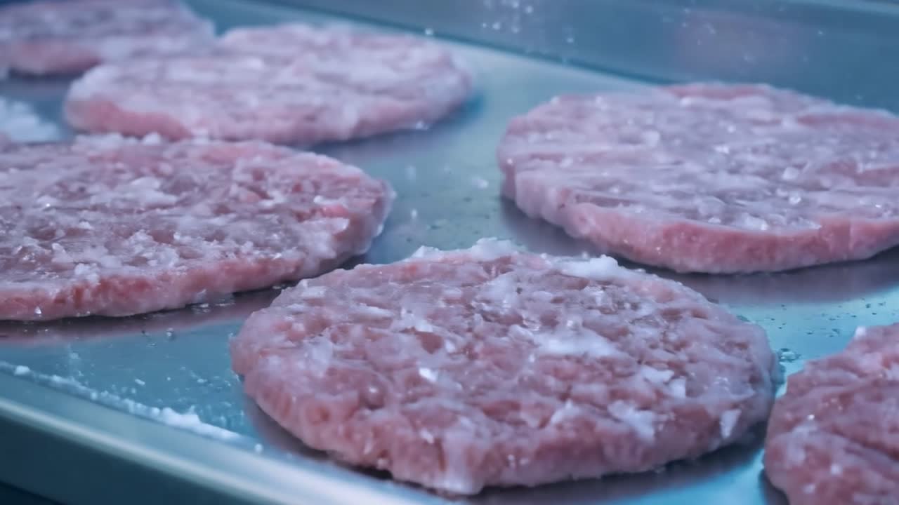 Burger patties on a tray