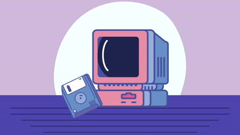 retro computer and floppy disk