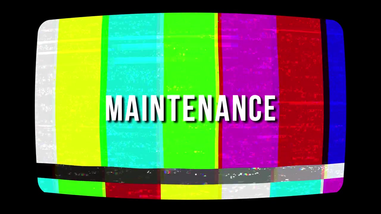Retro TV Screen Displaying Maintenance Message with Color Bars