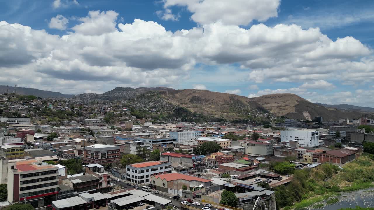 Aerial view of urban area of ​​Tegucigalpa, neighborhoods in commercial zone