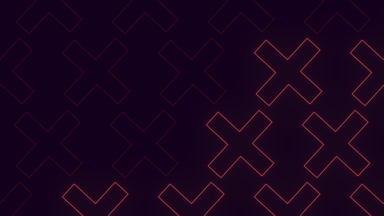 moderno patrón de cruces de neón luces rojas en negrita en un fondo de patrón de cuadrícula