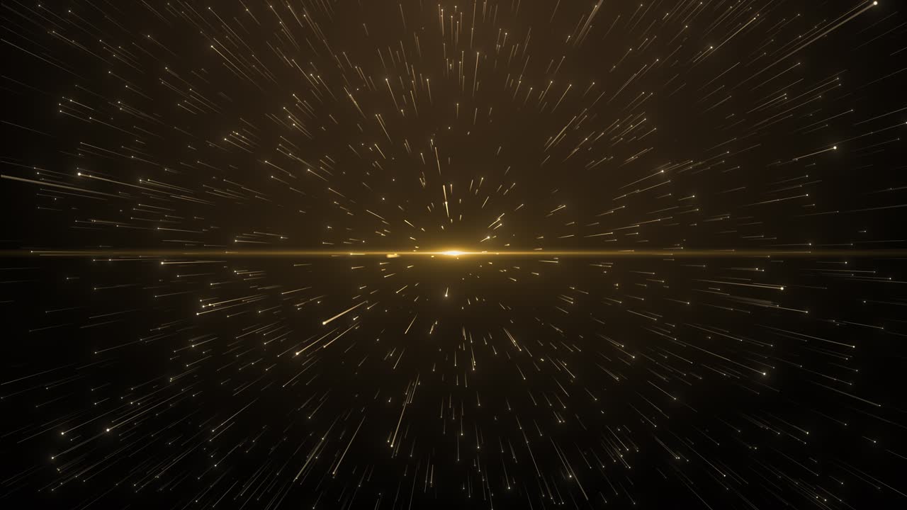 Dynamic golden sleek rays burst center scattering trails of shimmering flares for futuristic