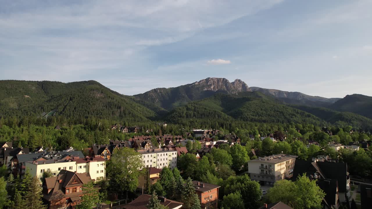 Giewont Mountain and Zakopane's Unique Architecture from Above