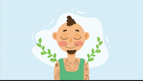 ecologist man with branches animation