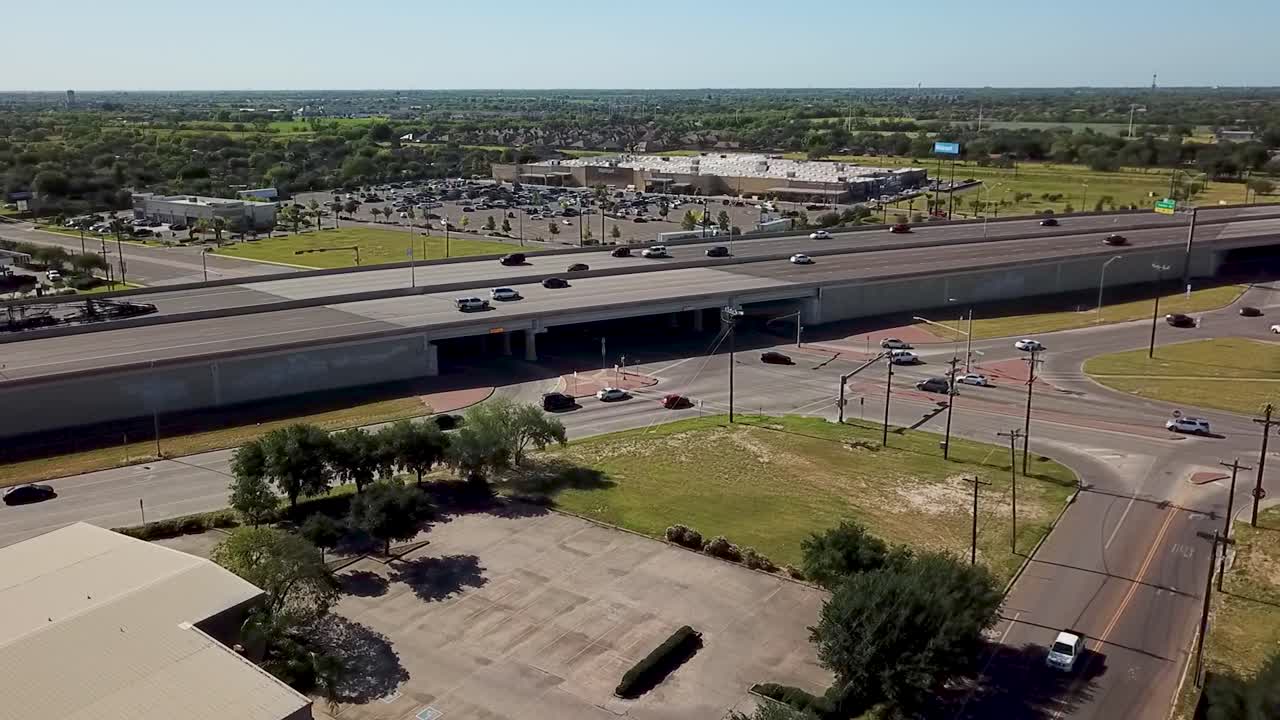 Aerial View of a Busy Highway Intersection