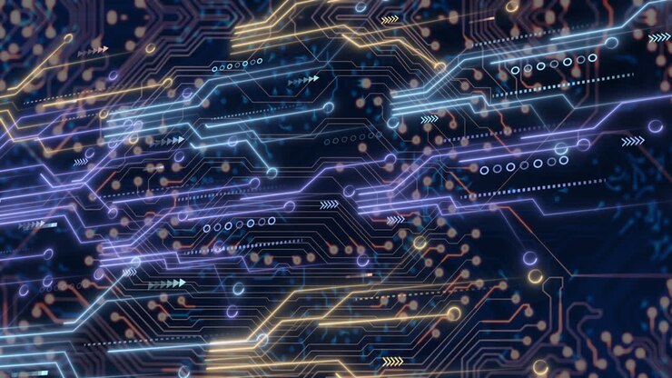 Animazione dell'elaborazione dati su sfondo nero