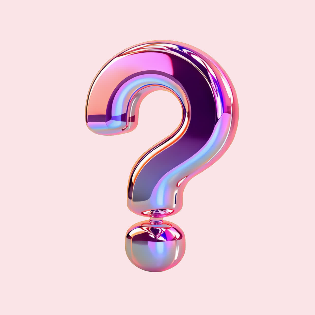 Holographic pink question mark animation isolated asset, transparent 4K video, alpha channel, ProRes