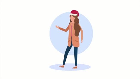 woman wearing santa hat