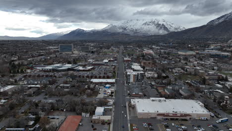 aerial of downtown business district of provo utah