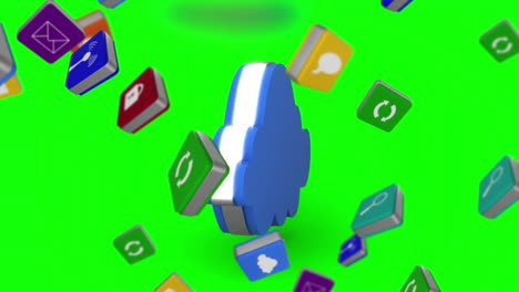 caída de los azulejos del icono de la aplicación de computadora con la nube