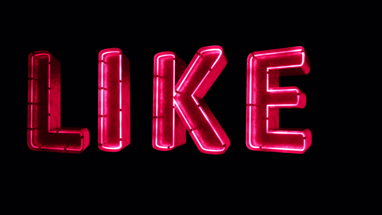 Animated 3D 'LIKE' Word with Glowing Neon Pink Effect