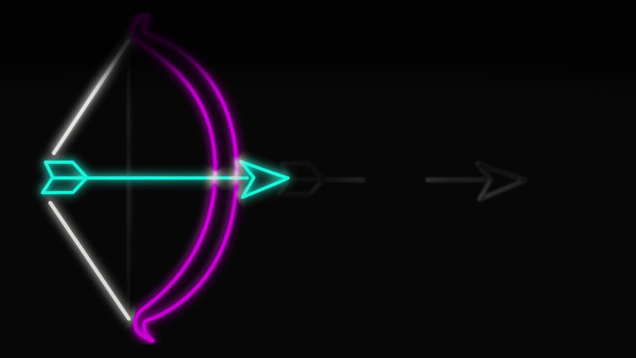 signo de neón de arco y flecha