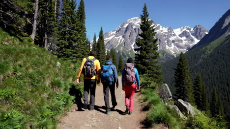excursionistas en un sendero de montaña