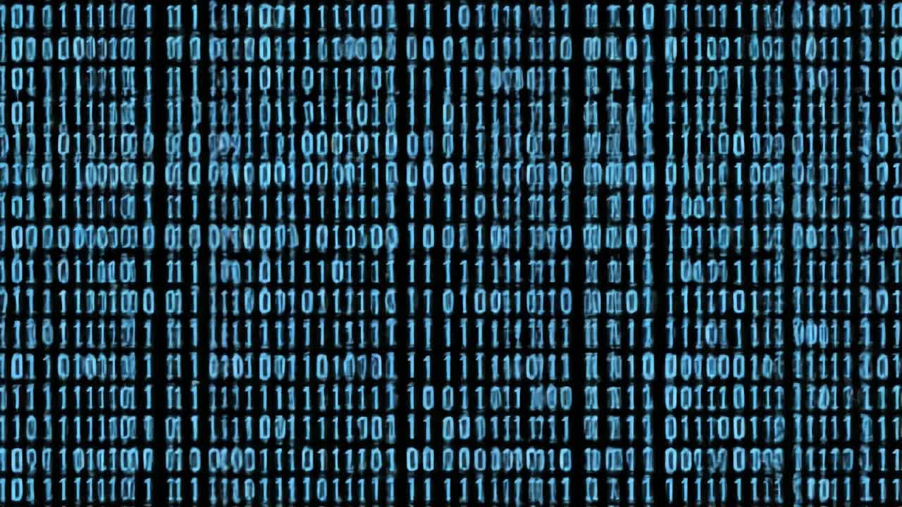 A detailed look at a digital display showcasing binary code, illustrating the fundamental role of ones and zeros in programming and data processing within technology.