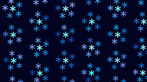 patrón abstracto de copos de nieve de invierno en filas sobre degradado negro
