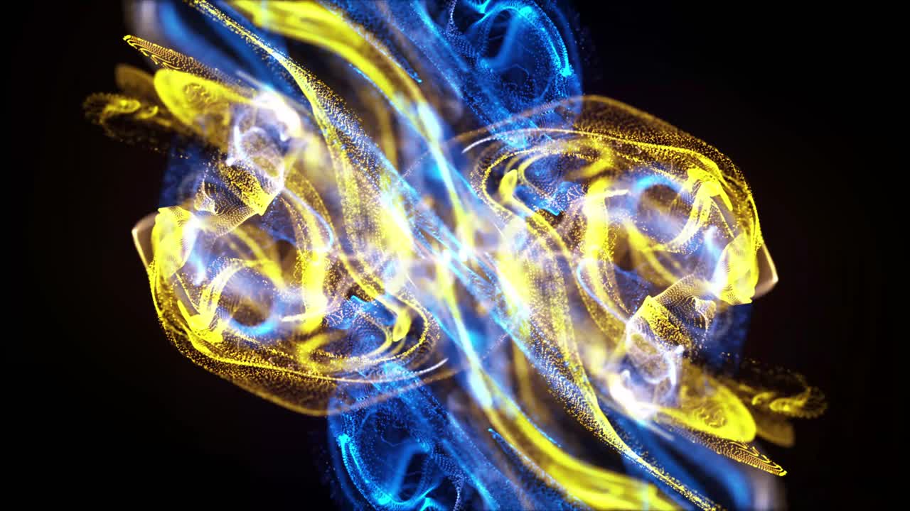 Farbenfrohe flüssige Welle mit Farbverlauf, Zeitlupenanimation auf schwarzem Hintergrund isoliert