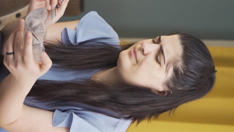 Vertical-video-of-Disgusted-woman.