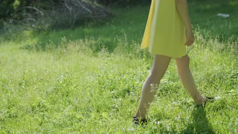 happy beautiful young girl dancing of freedom in summer park with trees in the background.