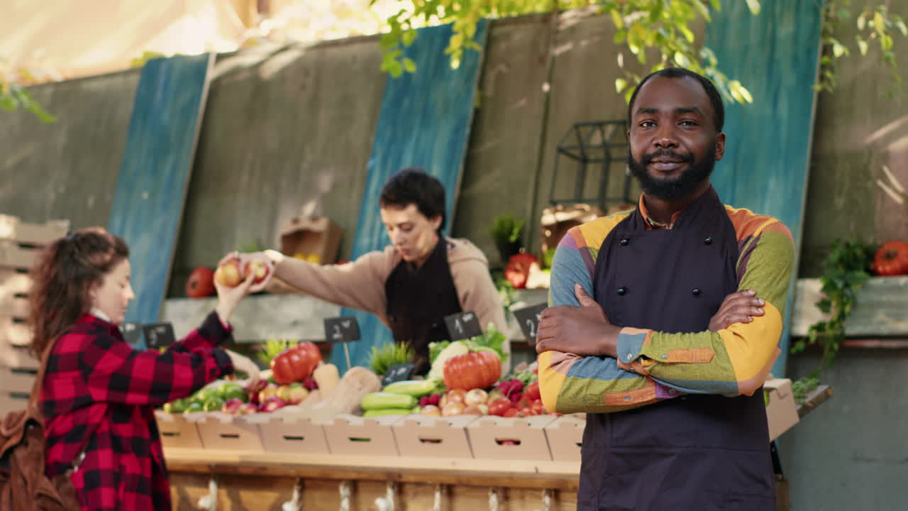 escena del mercado de agricultores