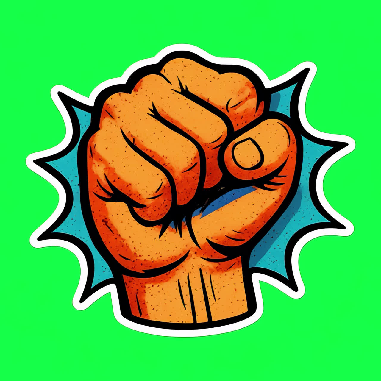 Bold comic-style clenched fist animation isolated asset, transparent 4K video, alpha channel, ProRes