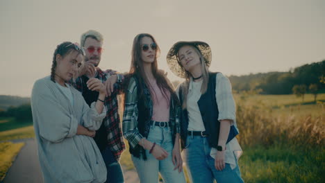 Fashionable-Friends-Posing-Together-On-Road