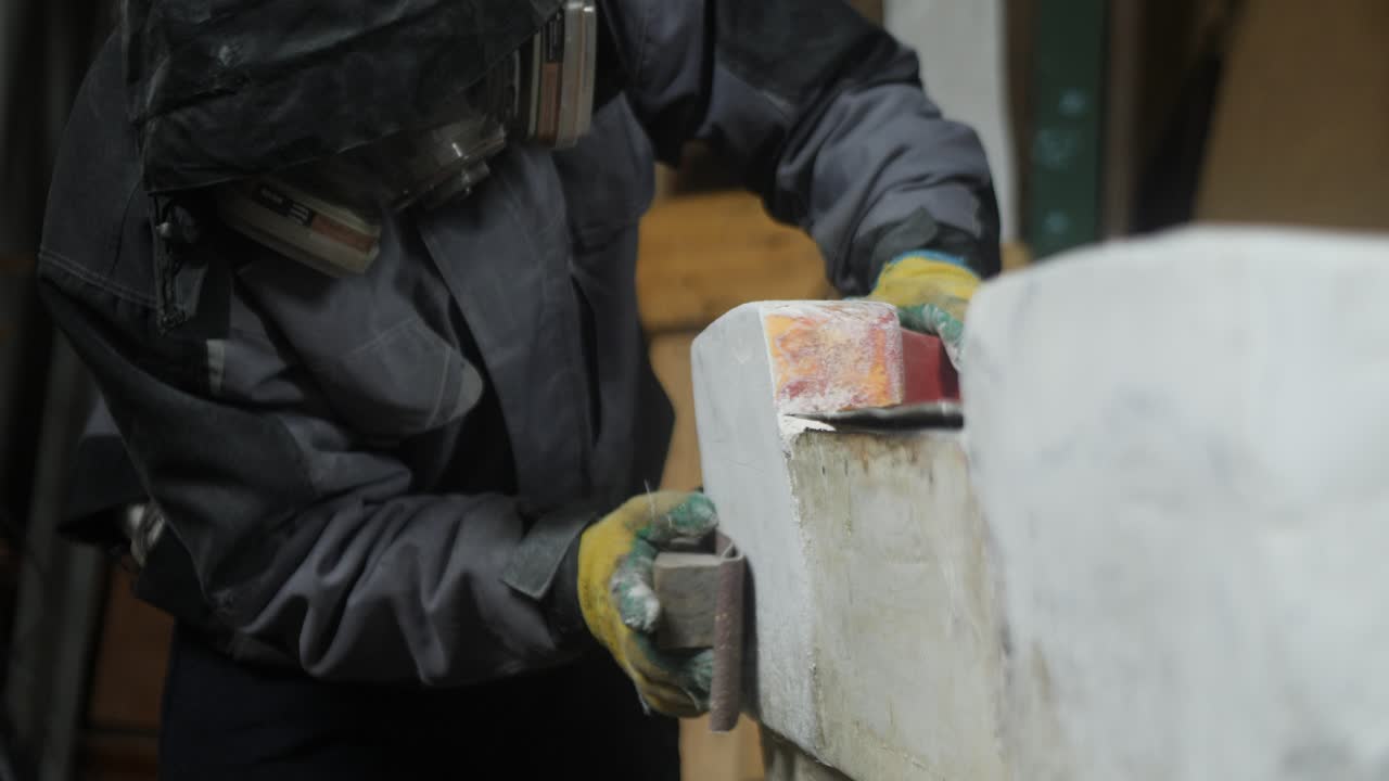 Levigatura, raccordo di riparazione dello specchio di poppa dell'imbarcazione con stucco poliestere in fibra di vetro