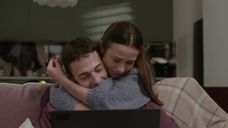 couple enjoying a video call together