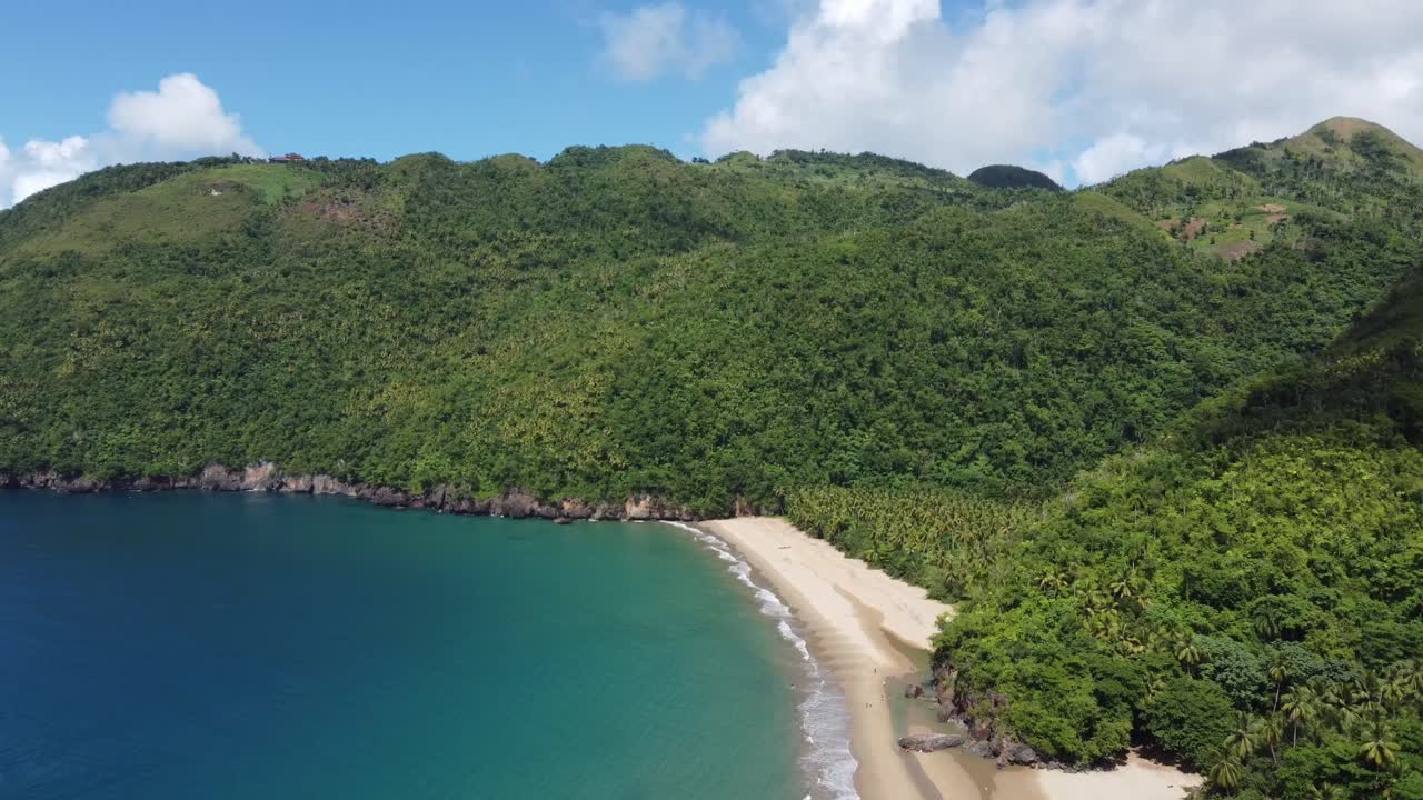 Flying over picturesque El Valle beach on the lush Saman&aacute; peninsula in the Dominican Republic