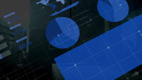 animation of financial data processing over landscape