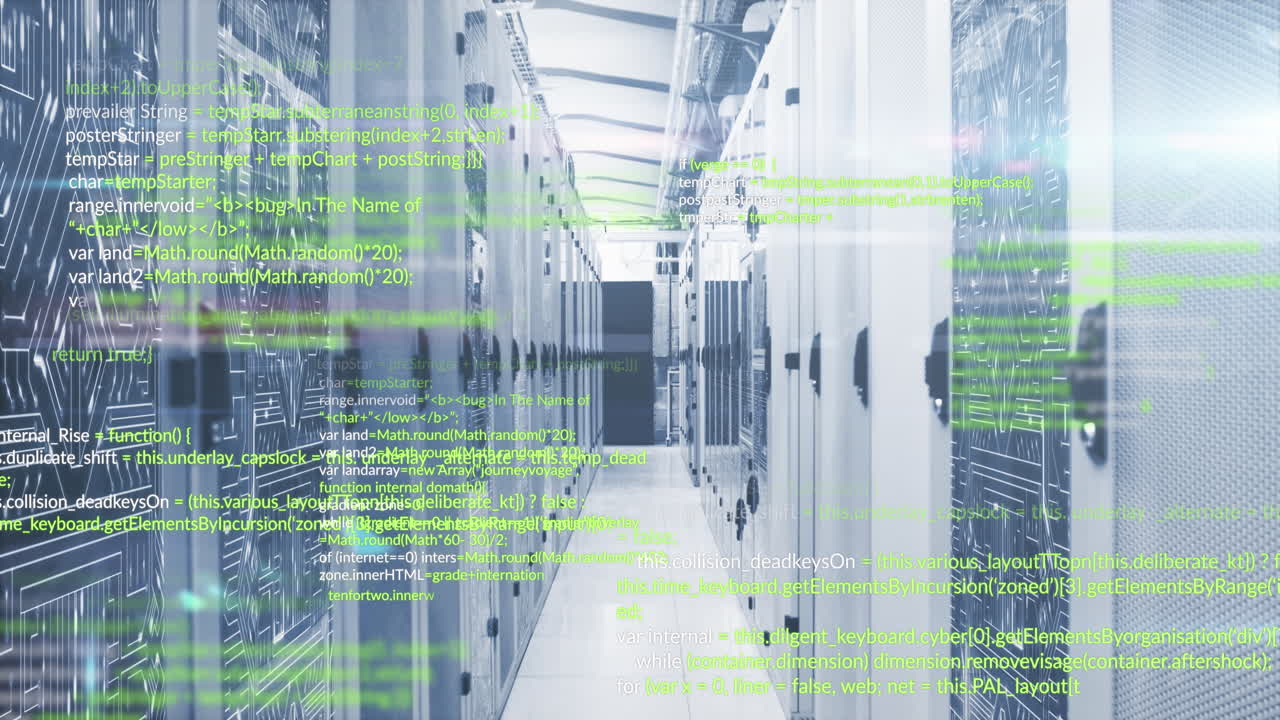Animation of programming languages and illuminated abstract lines moving on data server systems