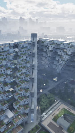 arquitectura futurista: un impresionante paisaje urbano de un edificio de torre moderno