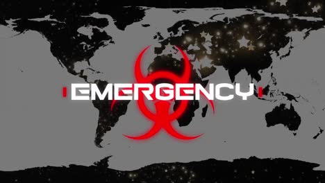 Animación-Del-Texto-De-Emergencia-Sobre-El-Mapa-Mundial