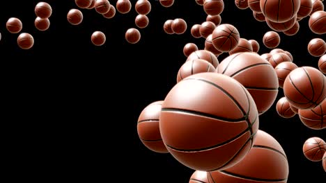 basketballs falling on curve, loop with alpha channel 3d animation