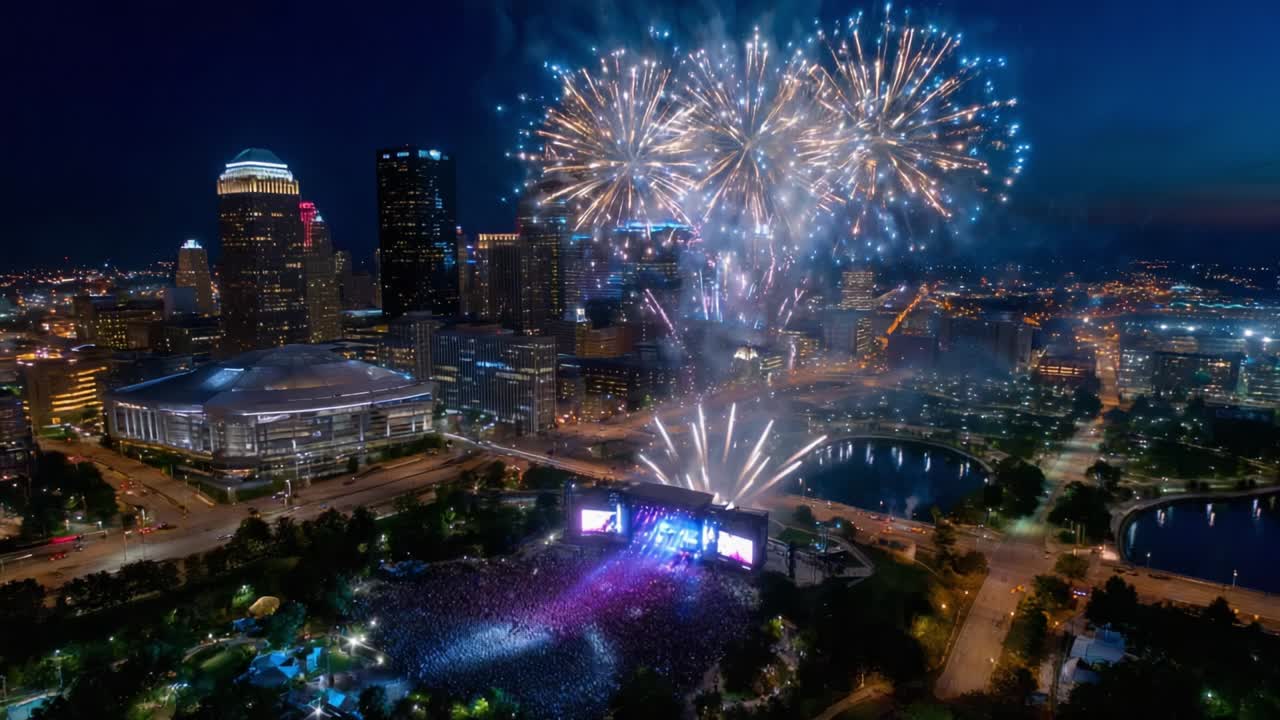 A Captivating Night of Fireworks Illuminates the Skyline, Celebrating a Spectacular Event with A Thrilling Performance That Draws an Enthusiastic Crowd, Amplifying the Energy and Joy in the City