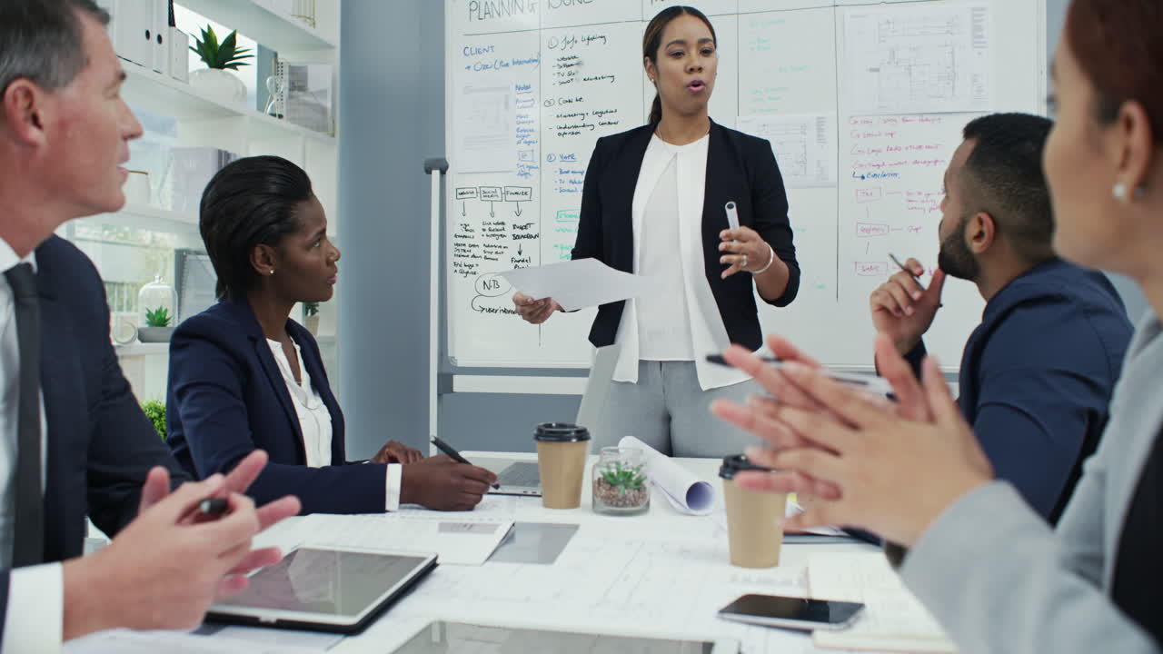 Meeting, technology and presentation with business