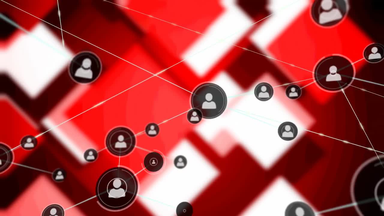 animación de la red de conexiones sobre fondo rojo