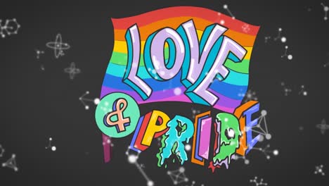 animación de amor y orgullo sobre un fondo negro
