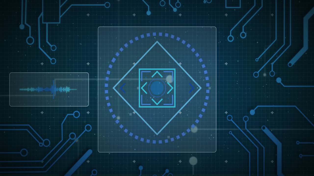 Animation of scope scanning over network of connections with white spots