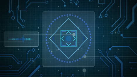 animazione della scansione dell'ambito su una rete di connessioni con punti bianchi