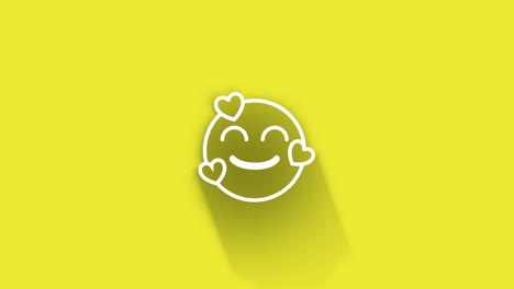 smiling happy emoji symbol while shadow passes all around on yellow background in 4k resolution loop ready file