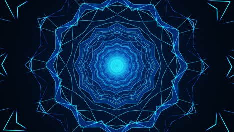 blue abstract background with circular design in the center. kaleidoscope vj loop