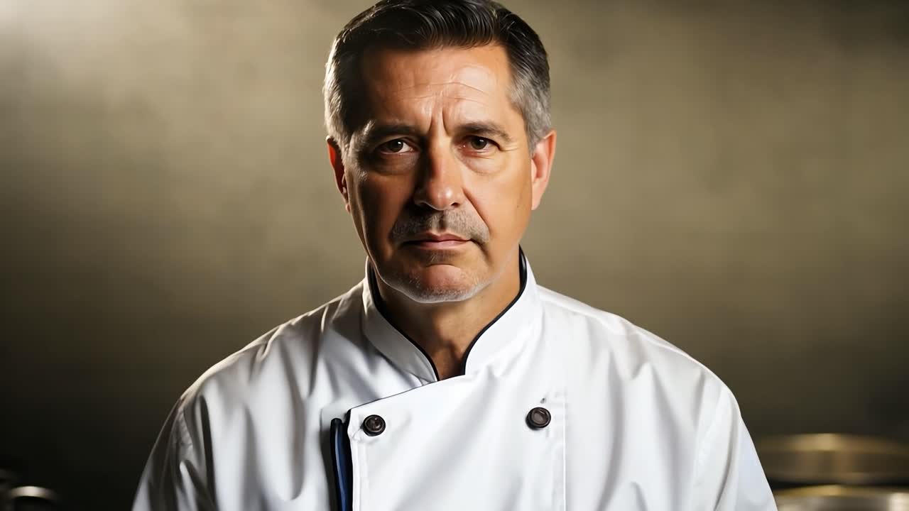 el retrato de un chef confiado.