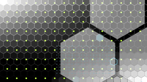 animation of moving green dots over geometrical shapes