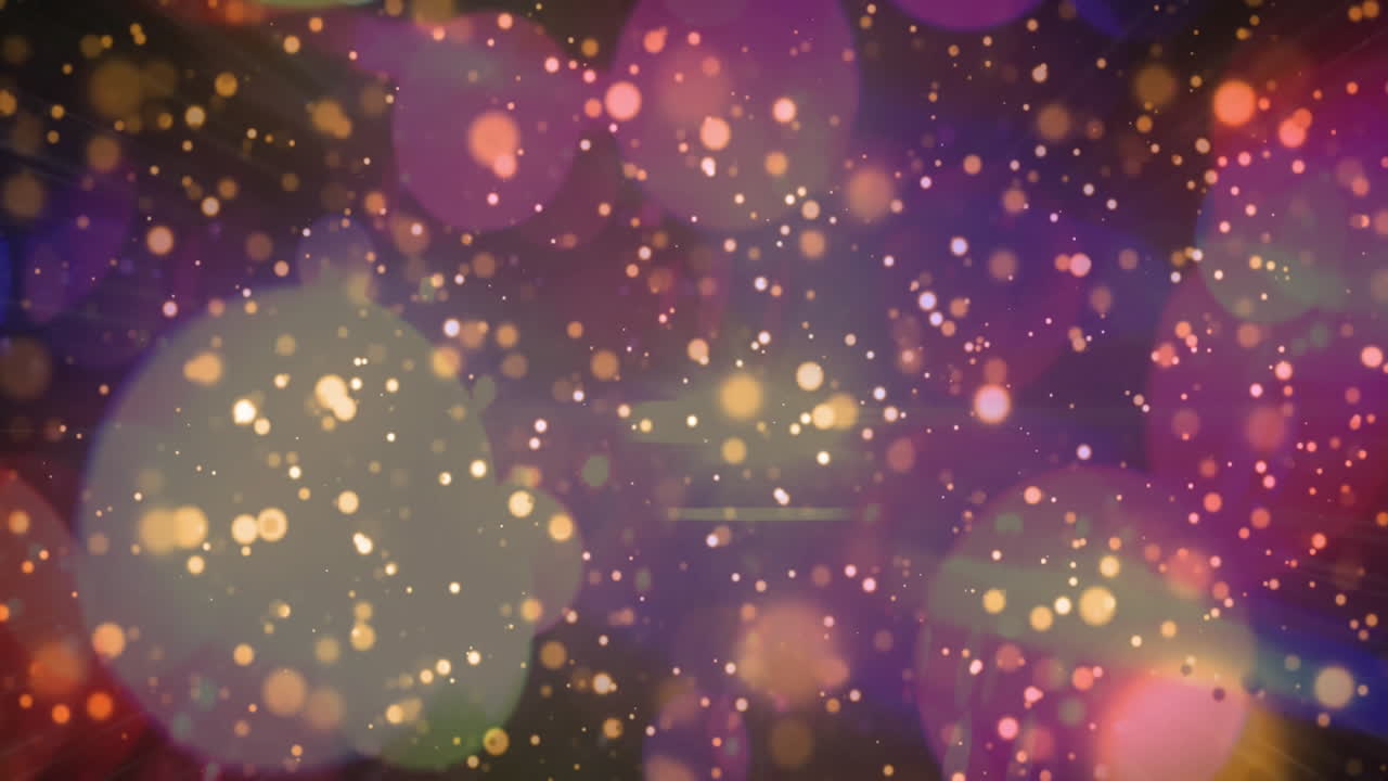 Animation of glowing light spots moving on seamless loop on dark background