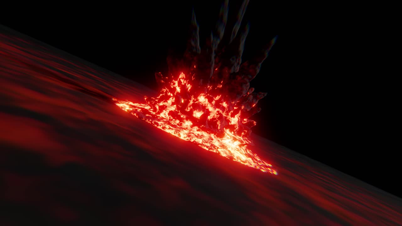 Massive explosion nuclear bomb over black. 3d animation render