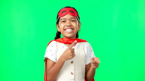 Face,-green-screen-and-girl-in-costume