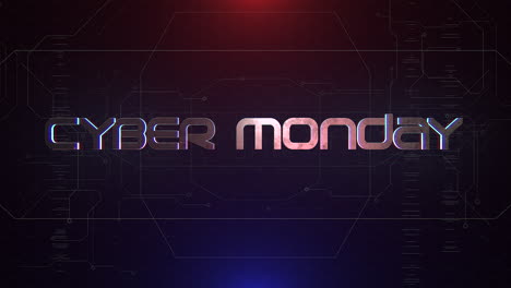 cyber monday text with grid and hud elements on display