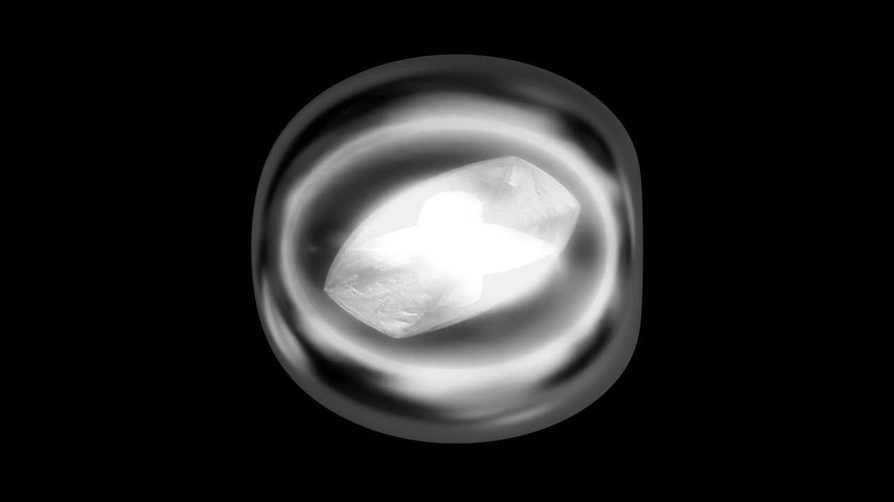 Abstract Glowing Crystal Orb Rotating on Black Background